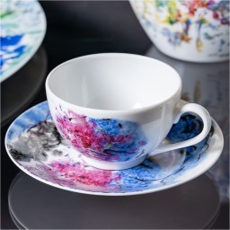 Bernardaud, Les Bouquets de Fleurs - Marc Chagall, Set of 2 tea cups and saucers