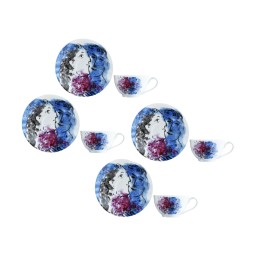 Bernardaud, Les Bouquets de Fleurs - Marc Chagall, Set of 4 tea cups and saucers