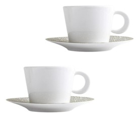 Bernardaud, Ecume Mordoré, Set of 2 tea cups & saucers