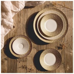 Bernardaud, Ecume Mordoré, Set of 2 tea cups & saucers