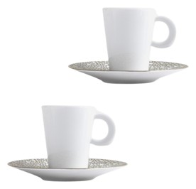 Bernardaud, Ecume Mordoré, Set of 2 coffee cups & saucers