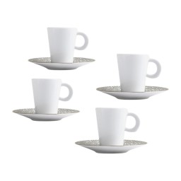 Bernardaud, Ecume Mordoré, Set of 4 coffee cups & saucers