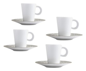 Bernardaud, Ecume Mordoré, Set of 4 coffee cups & saucers