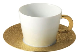 Bernardaud, Ecume Gold, Set of 4 tea cups & saucers