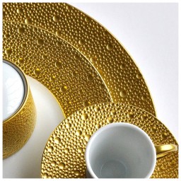 Bernardaud, Ecume Gold, Set of 4 tea cups & saucers