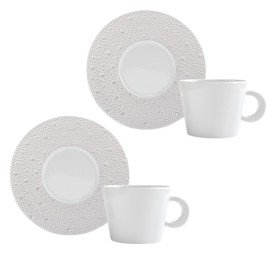 Bernardaud, Ecume Perle, Set of 2 tea cups & saucers