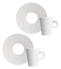 Bernardaud, Ecume Perle, Set of 2 coffee cups & saucers