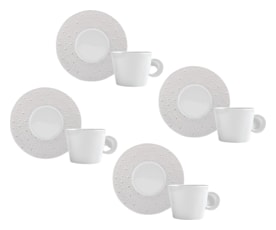 Bernardaud, Ecume Perle, Set of 4 tea cups & saucers