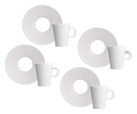 Bernardaud, Ecume Perle, Set of 4 coffee cups & saucers