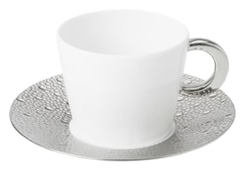 Bernardaud, Ecume Platinum, Set of 2 tea cups & saucers