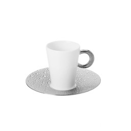Bernardaud, Ecume Platinum, Set of 4 coffee cups & saucers