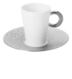 Bernardaud, Ecume Platinum, Set of 4 coffee cups & saucers