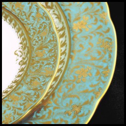 Bernardaud, Eden turquoise, Salad plate with flowers