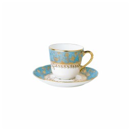 Bernardaud, Eden turquoise, Set of 2 coffee cups and saucers