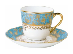 Bernardaud, Eden turquoise, Set of 2 coffee cups and saucers