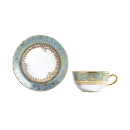 Bernardaud, Eden turquoise, Set of 2 tea cups and saucers