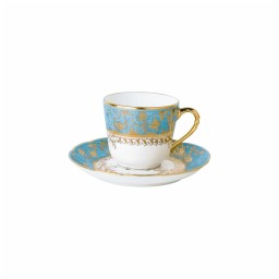 Bernardaud, Eden turquoise, Set of 4 coffee cups and saucers