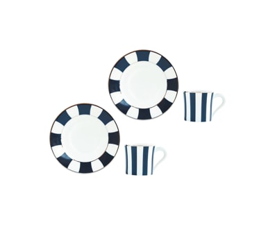 Bernardaud, Galerie Royale Night Blue, Set of 2 coffee cups and saucers