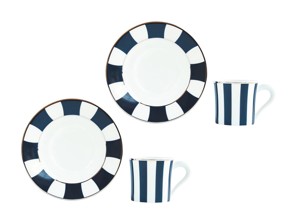 Bernardaud, Galerie Royale Night Blue, Set of 2 coffee cups and saucers