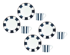 Bernardaud, Galerie Royale Night Blue, Set of 4 coffee cups and saucers