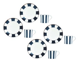 Bernardaud, Galerie Royale Night Blue, Set of 4 coffee cups and saucers