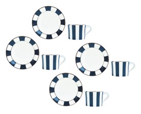 Bernardaud, Galerie Royale Night Blue, Set of 4 tea cups and saucers