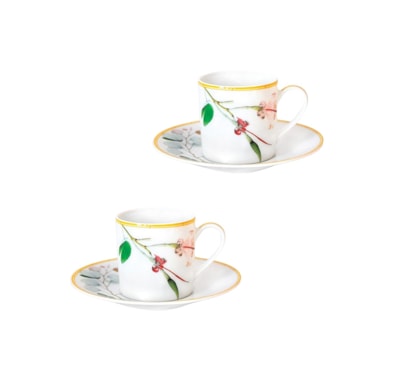 Bernardaud, Jardin Indien, Set of 2 coffee cups and saucers