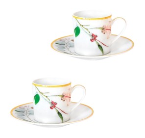 Bernardaud, Jardin Indien, Set of 2 coffee cups and saucers