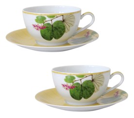 Bernardaud, Jardin Indien, Gift box set of 2 breakfast cups and saucers