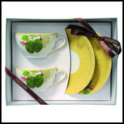 Bernardaud, Jardin Indien, Gift box set of 2 breakfast cups and saucers