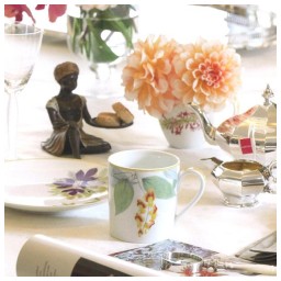 Bernardaud, Jardin Indien, Set of 4 coffee cups and saucers