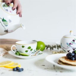 Bernardaud, Jardin Indien, Set of 2 tea cups and saucers