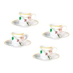 Bernardaud, Jardin Indien, Set of 4 coffee cups and saucers