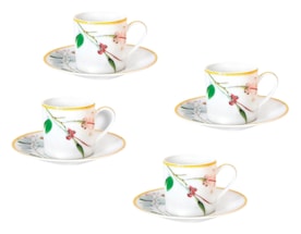 Bernardaud, Jardin Indien, Set of 4 coffee cups and saucers