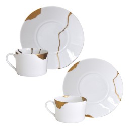Bernardaud, Kintsugi, Gift box set of 2 breakfast cups and saucers