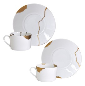 Bernardaud, Kintsugi, Gift box set of 2 breakfast cups and saucers