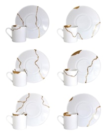 Bernardaud, Kintsugi, Set of 6 coffee cups and saucers