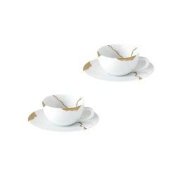 Bernardaud, Kintsugi, Set of 2 coffee cups and saucers