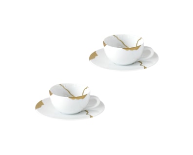 Bernardaud, Kintsugi, Set of 2 coffee cups and saucers