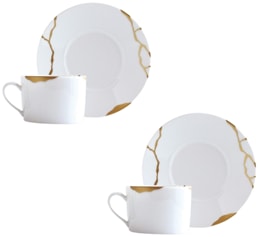 Bernardaud, Kintsugi, Set of 2 tea cups and saucers