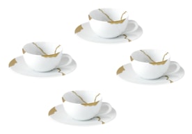 Bernardaud, Kintsugi, Set of 4 coffee cups and saucers