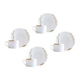 Bernardaud, Kintsugi, Set of 4 tea cups and saucers