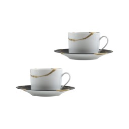 Bernardaud, Kintsugi, Charbon set of 2 tea cups and saucers