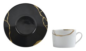 Bernardaud, Kintsugi, Charbon extra tea cup and saucer