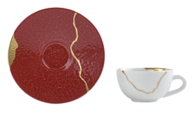 Bernardaud, Kintsugi, Rouge Empereur espresso cup and saucer