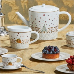 Bernardaud, Noël, Set of 2 tea cups and saucers