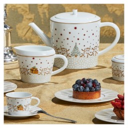 Bernardaud, Noël, Set of 2 coffee cups and saucers