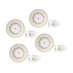 Bernardaud, Noël, Set of 4 tea cups and saucers