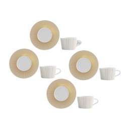 Bernardaud, Sol, Set of 4 tea cups and saucers