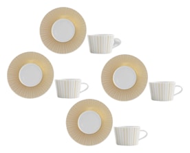 Bernardaud, Sol, Set of 4 tea cups and saucers
